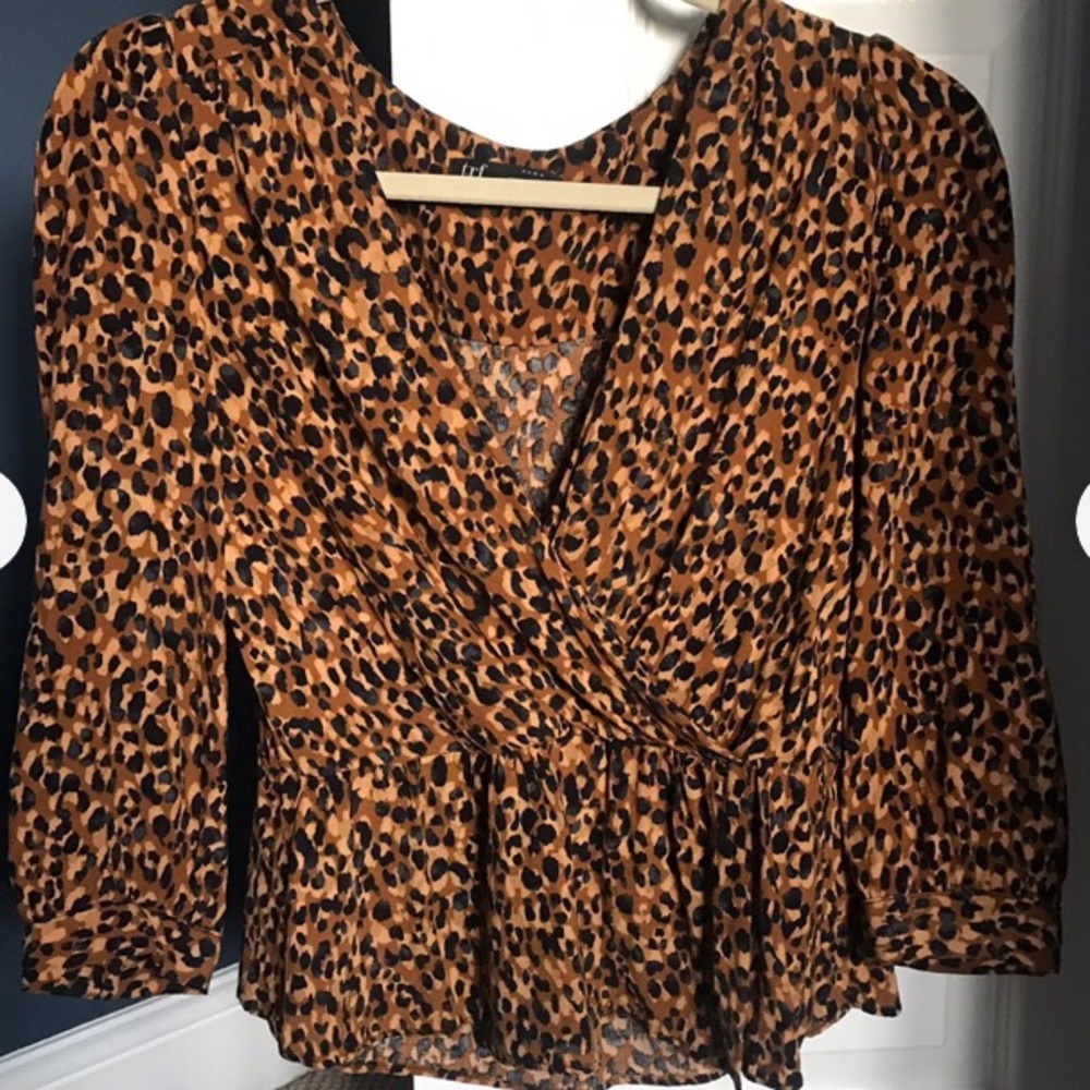 ZARA leopard peplum blouse